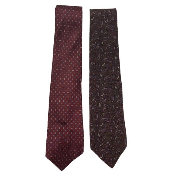 Countess Mara NY Neck Ties Set of Two Printed Mens Suit Accessory Paisley - Picture 1 of 7